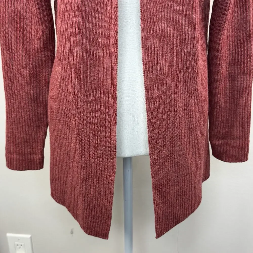 Brooks Brothers 346 Teracotta Open Cardigan Size S Merino Wool Ribbed
